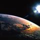 Satellite view at 4:50 p.m. EST shows the sun disappearing from the sky.